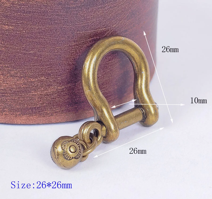 5 pcs Vintage Brass D Shackle Joint Connect Key Chain Wallet chain U Hook Clasp Leathercraft Hardware