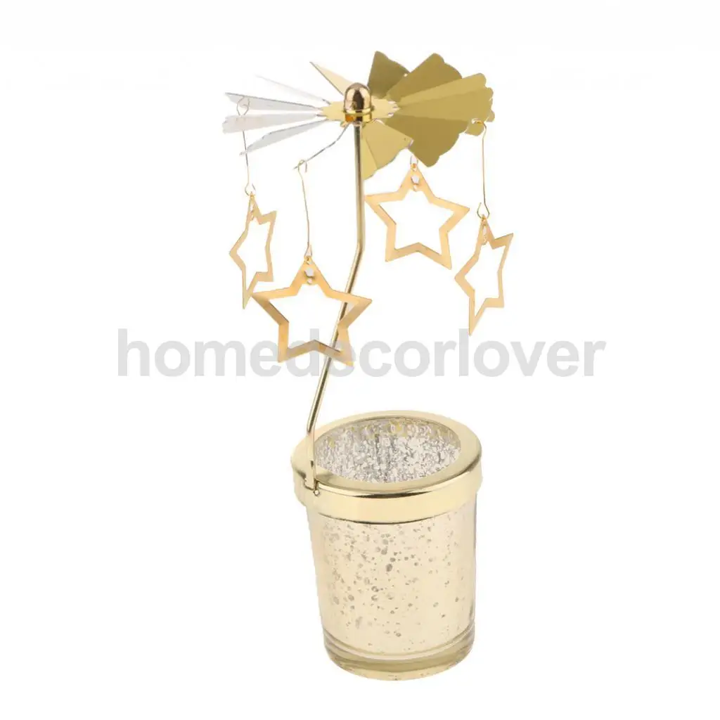 Carrousel Tealight Rotating Candle Holders Romantic Golden Night Light Creative Gifts Holiday Decorative Lamp