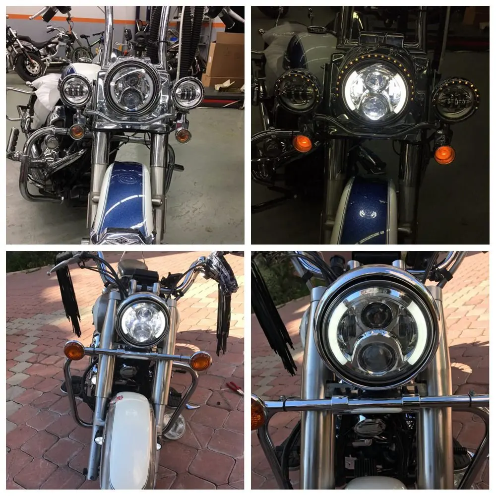 7 Inch Headlight For Motorcycle 7Inch Round DRL Turn Signal Halo LED Headlamp 40W 60W 80W 90w