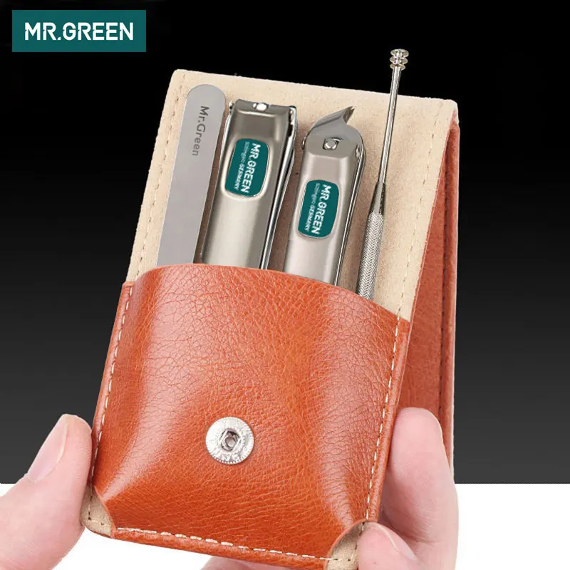 MR.GREEN-Juego de cortaúñas profesional de acero inoxidable para el hogar, herramientas de manicura 4 en 1, kit de aseo, arte portátil, limpieza