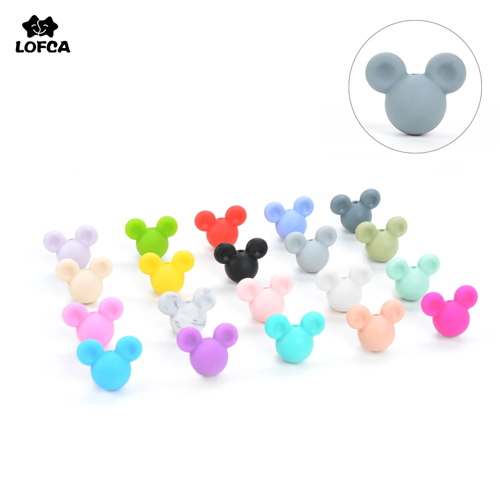 LOCAL 50Pcs Mouse Loose Silicone Beads BPA Free Food grade silicone beads Make bracelets DIY necklace jewelry accessories