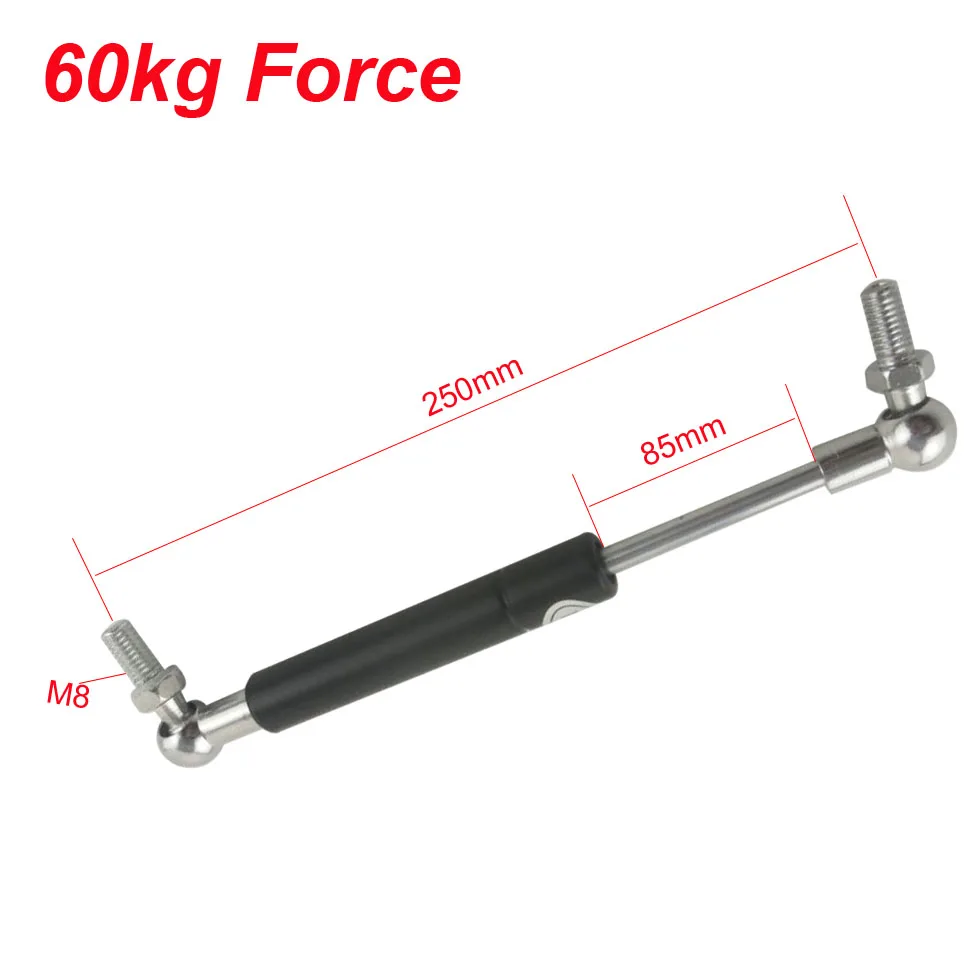 2pcs 60kg Force 250mm Hole Center Distance 85mm Stroke 250*85mm M8 Gas Spring Damper