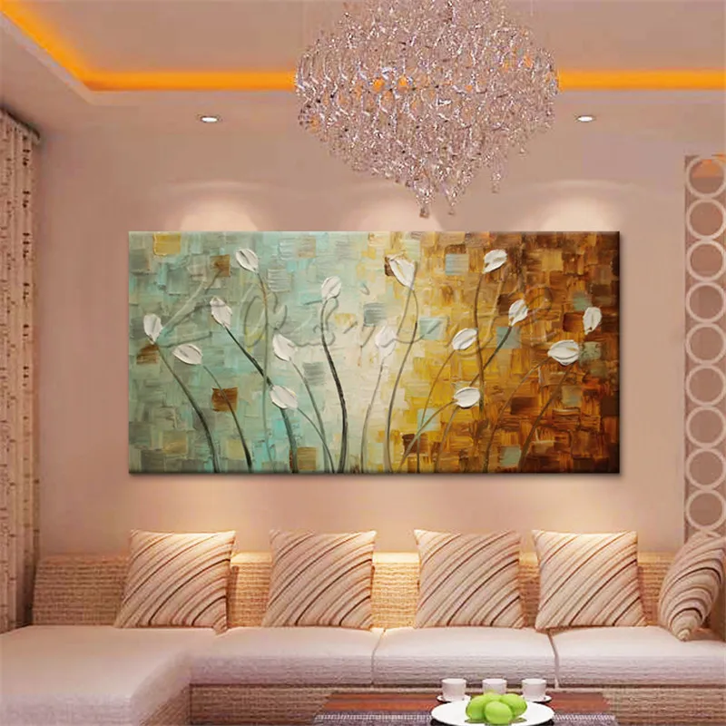 

Hand Painted Oil Painting Palette Knife Flower Canvas wall art canvas Pictures for living room home decor cuadros decoracion 24