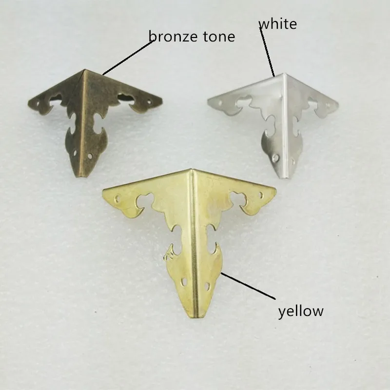 Case Box Corners For Furniture Decor Triangle Flower Side,Wooden Box Corner,Bronze Tone/Yellow/White,30*30mm,4Pcs