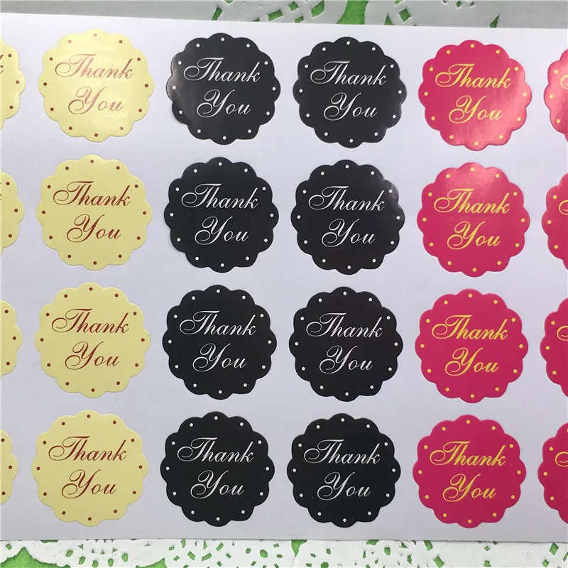 5000Pcs/Lot circular 3 colour Printed Above Thank You Lace Sticker Labels Adhesive Stickers DIY For Box Gift Envelope