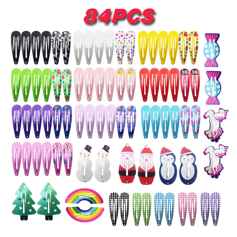 84pcs/lot Metal Barrettes 4.8CM Kids Hairpins Bobby Pin For Snap Hair Clips Children Women Girls Bang Clip Hair Accessories