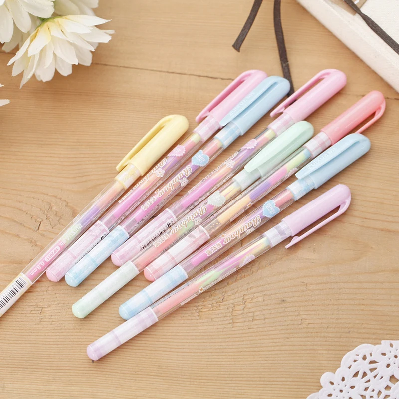 8 Pcs/Lot Kawaii Colored Ink Gel Pen Cute Watercolor Marker Water Chalk Pens for Photo Album Scrapbook Decor School Supplies