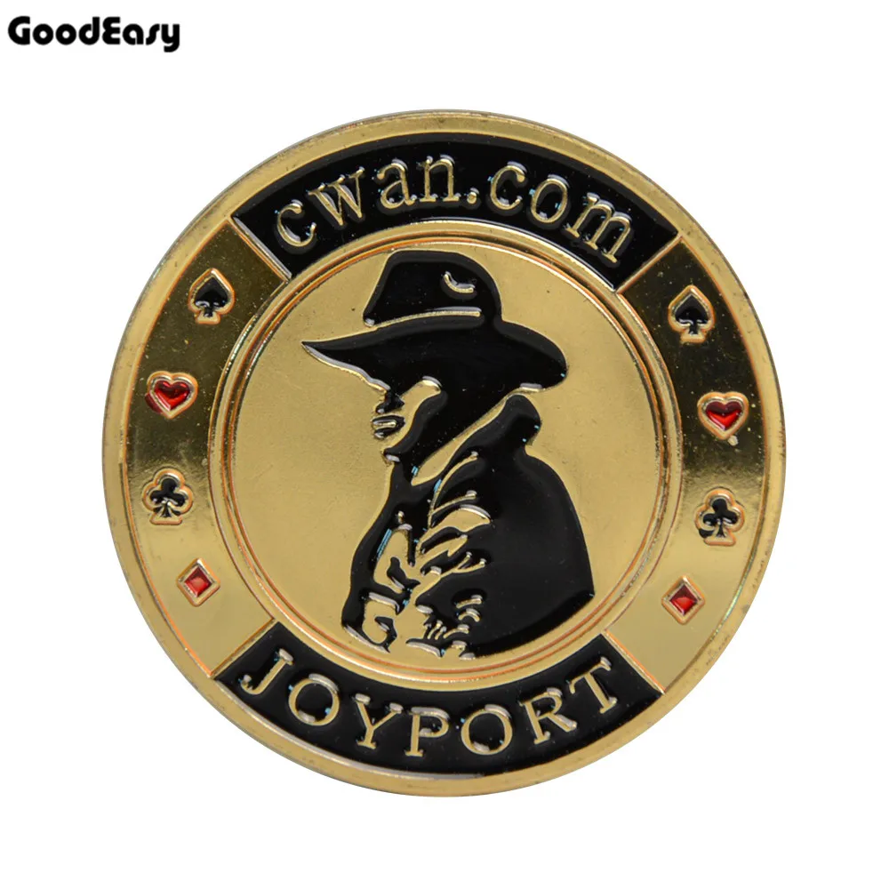 Poker Cards Guard Protector Metal Token Coin with Plastic Cover Texas Hold'em Poker Dealer Coin Button- Gold COWBOY