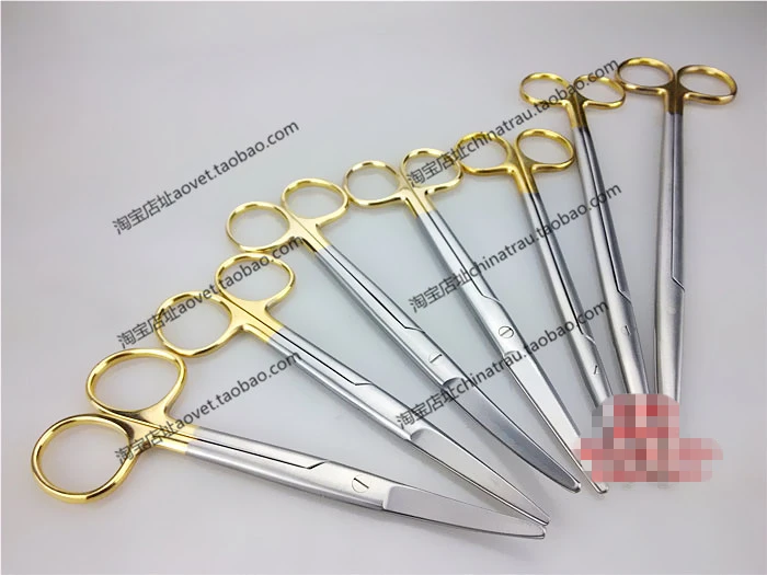 Medical beauty Double fold eyelids scissor gold handle tissue scissors straight curved round tip head surgical cutter instrumen