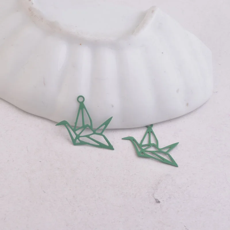 100 Stück Ac6420 15*20mm Tieranhänger Metall-Papierkranich-Anhänger Schmuck Filigran Ohrring-Zubehör – Detail 11