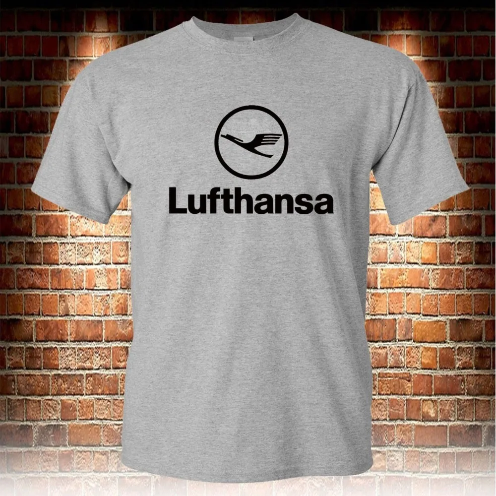 Hot Sale Fashion Lufthansa Airline Grey T-Shirt Men's Tshirt S To 3XL Casual Tee Shirts