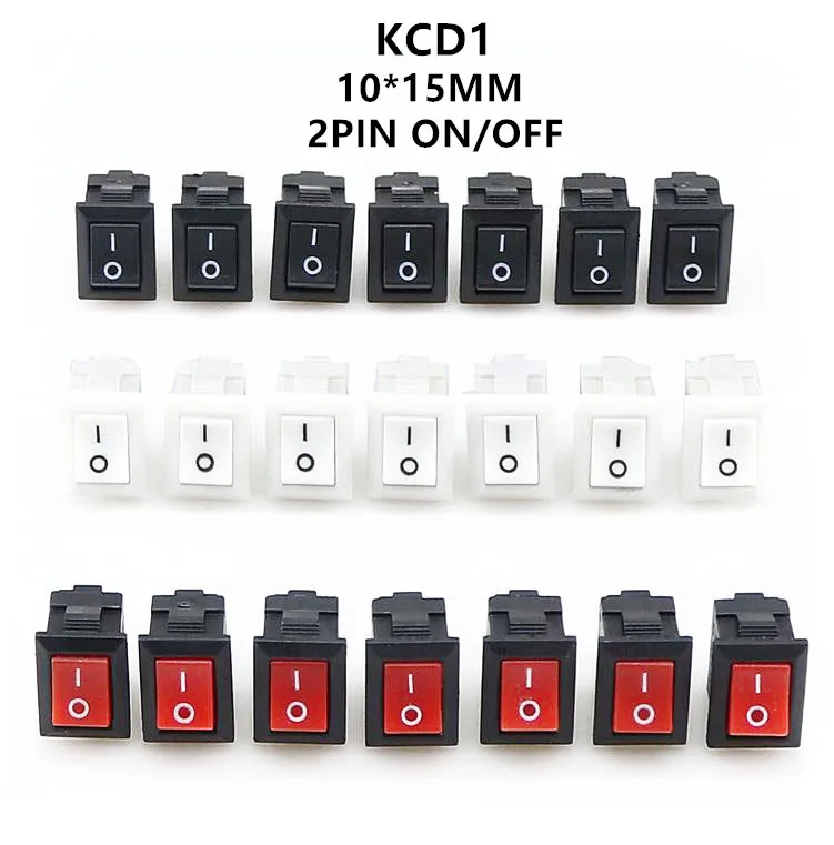 100pcs  KCD11-101 3A/250V small black 10*15mm SPST 2PIN ON/OFF G130 Boat Rocker Switch Car Dash Dashboard Truck RV ATV Home