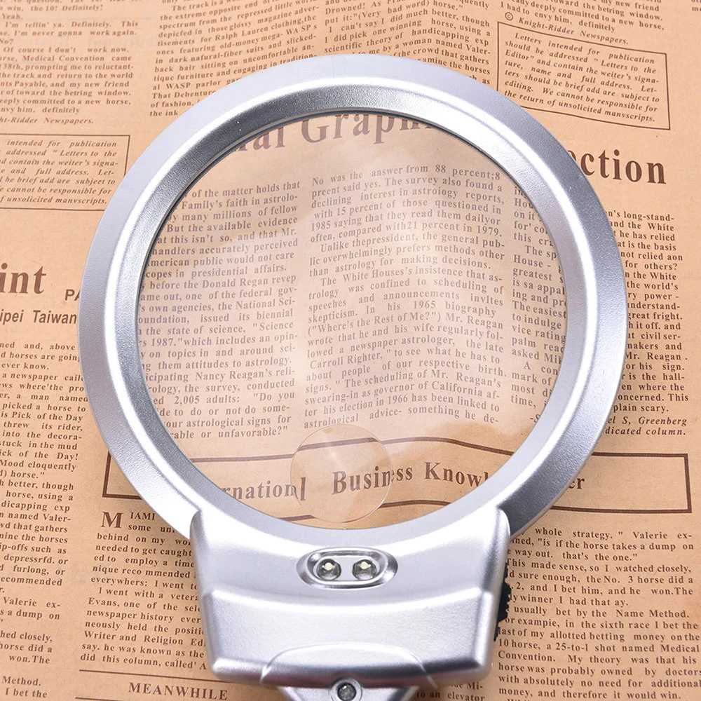 2.5x 5x New Lighted Magnifier Clip-on Table Top Desk LED Lamp Reading Large Lens Magnifying Glass with Clamp