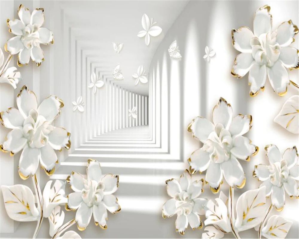 Custom wallpaper modern simple stereo space relief flower TV background wall home decoration murals 3d wallpaper