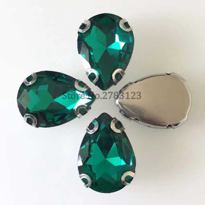 Free shipping 8x13mm/10x14mm/13x18mm/18x25mm Malachite green good qualit Glass Crystal Water Prop Shapes sew on rhinestones