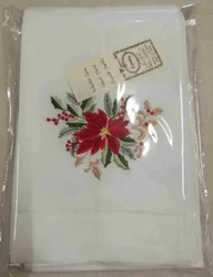 Set de 12 mouchoirs en lin blanc, serviette à thé cousue, en tissu, plat à main pour invités, de cuisine, de salle de bain, broderie florale, 14x22 pouces