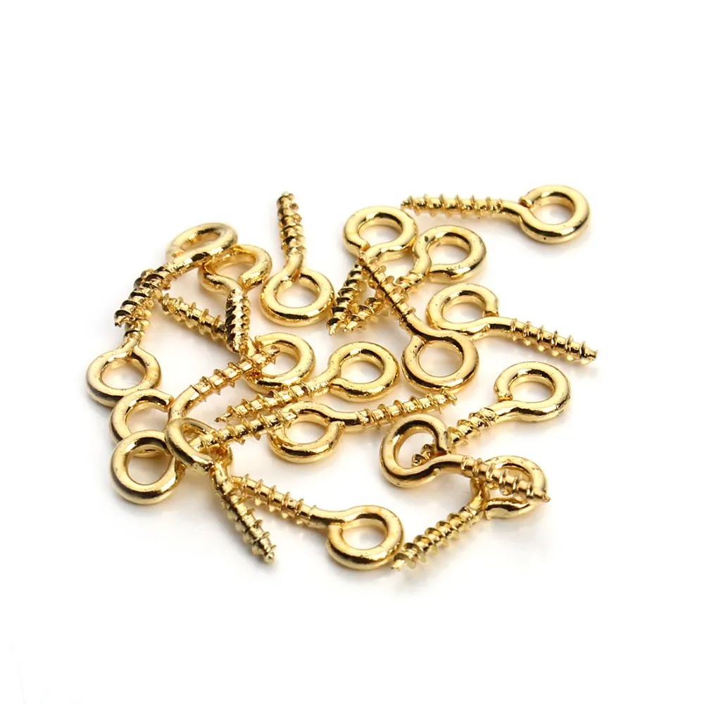 Sauvoo 200ps Mini Loops Schrauben Gold Silber Farbe 4X8 4X10 5X12mm Ösenhaken Bail Stecker Fit DIY Top Gebohrt Schmuck erkenntnisse