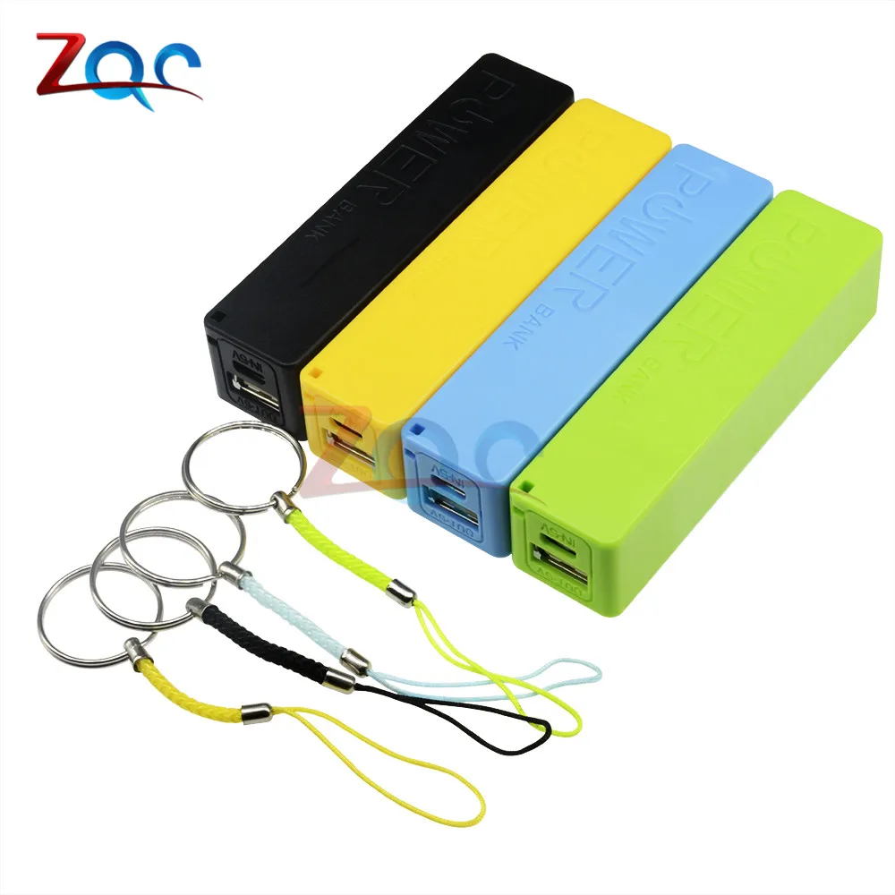 New Portable Power Bank 18650 External Backup Battery Charger With Key Chain Green Black Yellow Blue