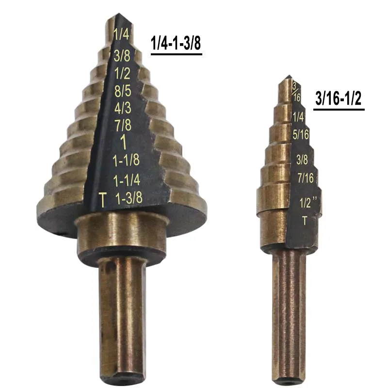 5pcs/Set HSS COBALT MULTIPLE HOLE 50 Sizes STEP DRILL BIT SET With Aluminum Case Arrival