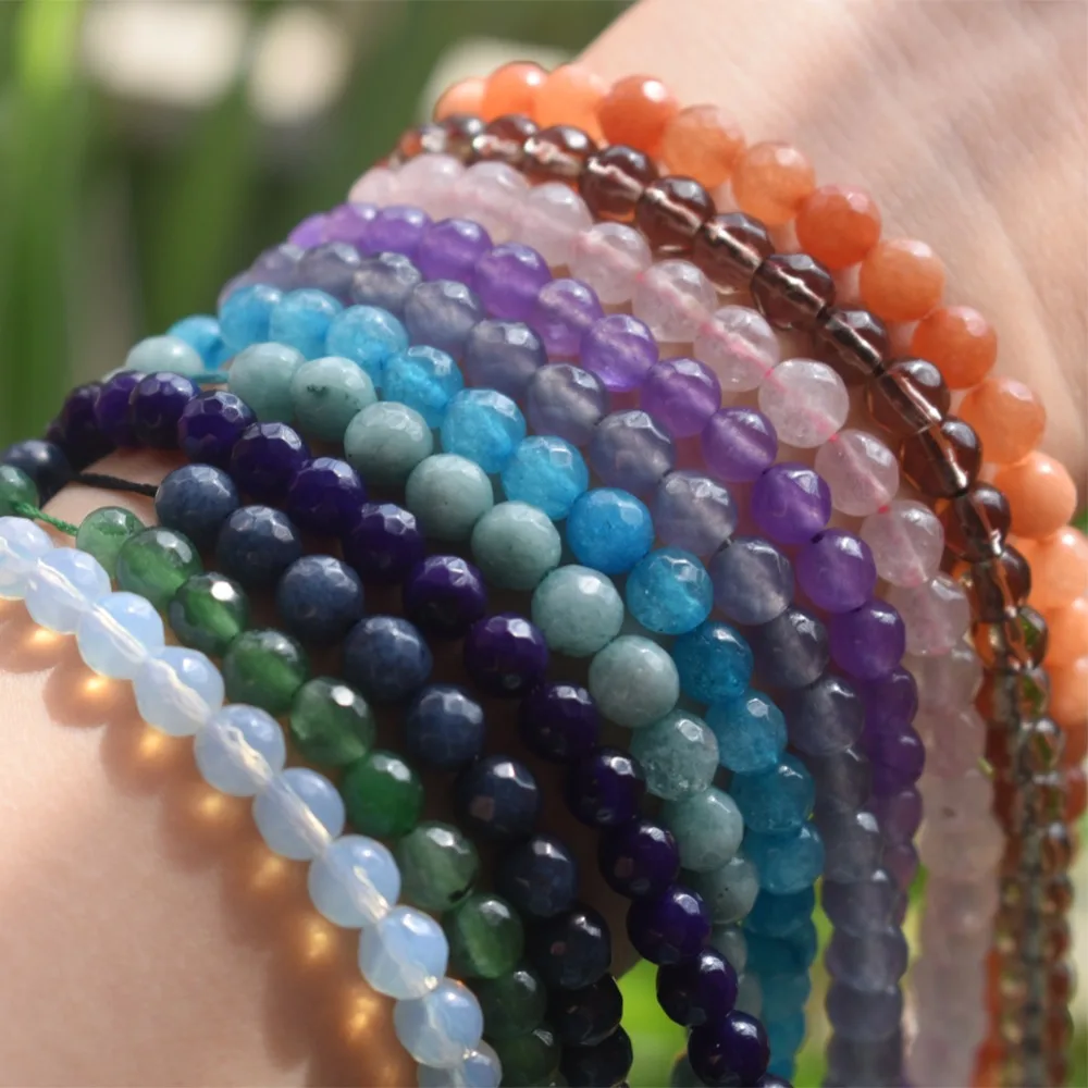 Yanqi 6mm Pink Opal Onyx Stone Beads Round Cut&Faceted Stone Beads Carnelian For Making Jewelry Diy Crafts Bracelet Accessories