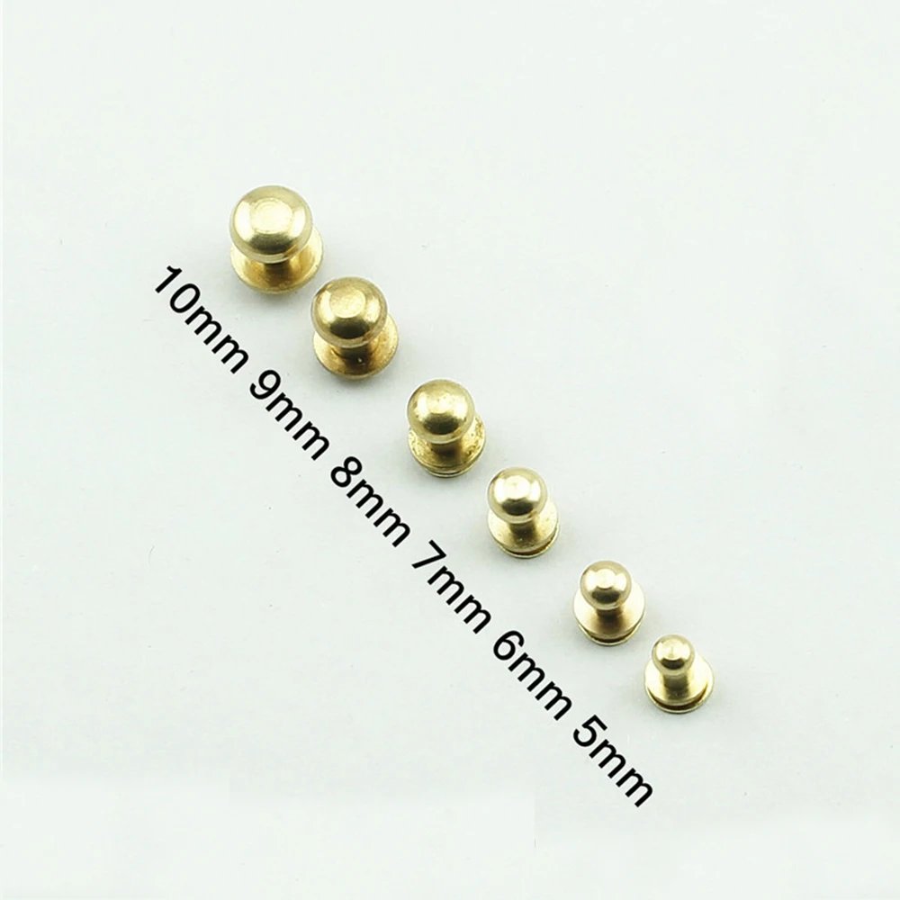 Stud Screw Round Head Solid Brass Nail Leather Screw Rivet Chicago Button for DIY Leather Decoration Helper Screw Buttons