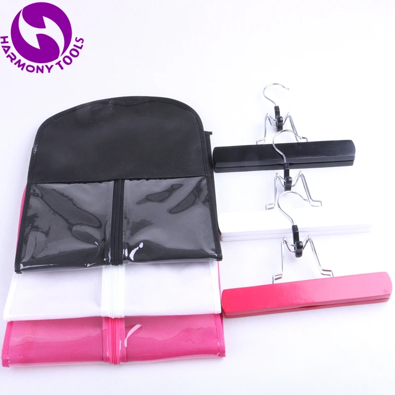 2 Sets Pink,Black or White hair extension package bag zipper hanger suit case bag for weft hair & clipin hair and ponytail