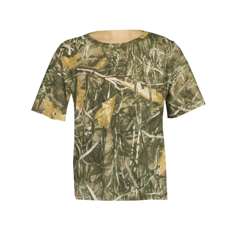 Cotton Breathable Bionic Camouflage Hunting Fishing Hiking Camping T-Shirt Loose Plus Size Round Neck Short Sleeve T-Shirts