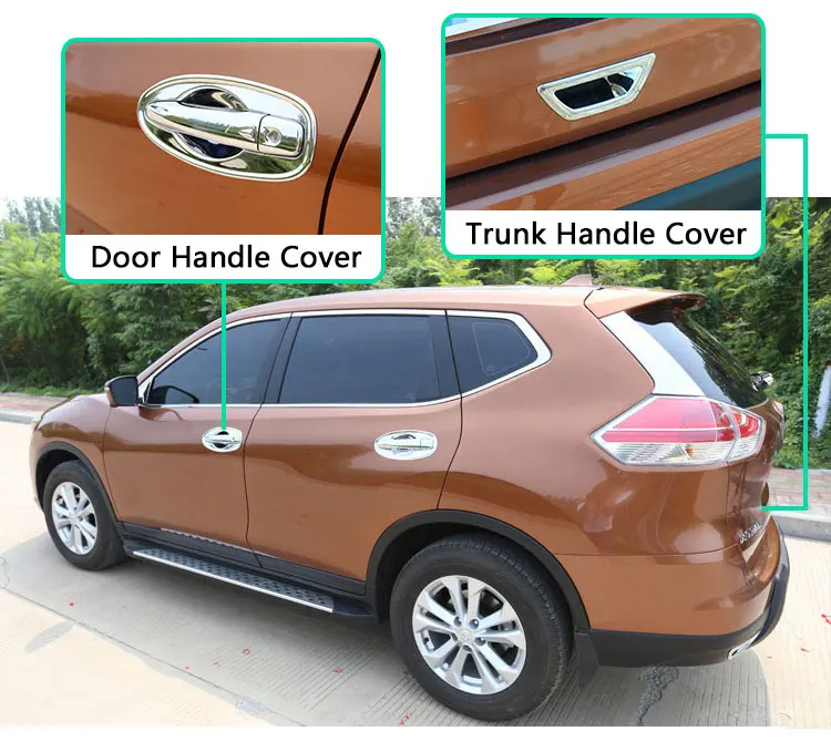 For Nissan X Trail 2015 T32 Luxurious Chrome Door Handle Cover 2013 2014 MK3 X-Trail Rogue Accessories Stickers Car Styling