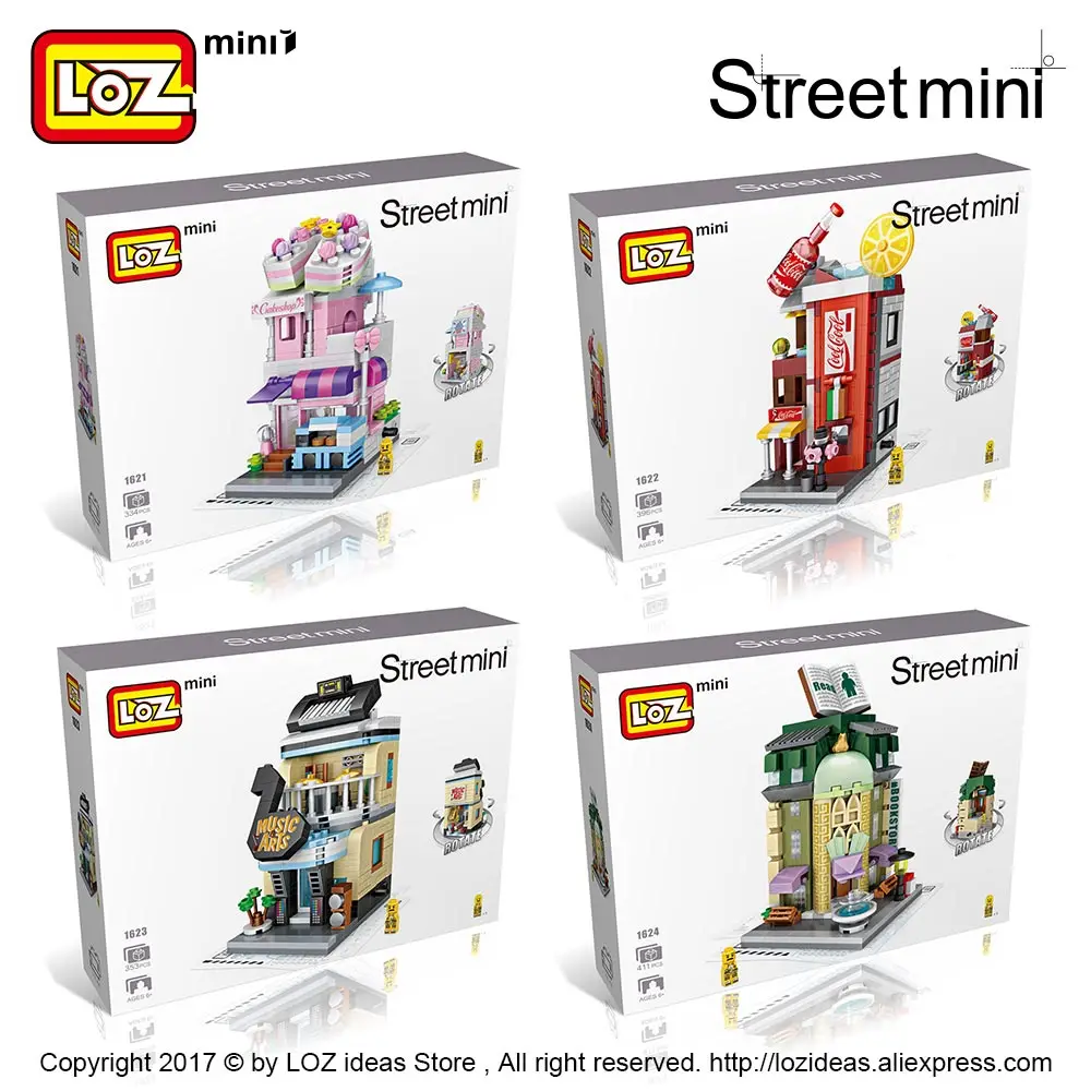 LOZ Mini Bricks Architecture Mini Street Model Cake Store Shop Building Assembly Toy City Square Block Set Kids Gift Bookstore