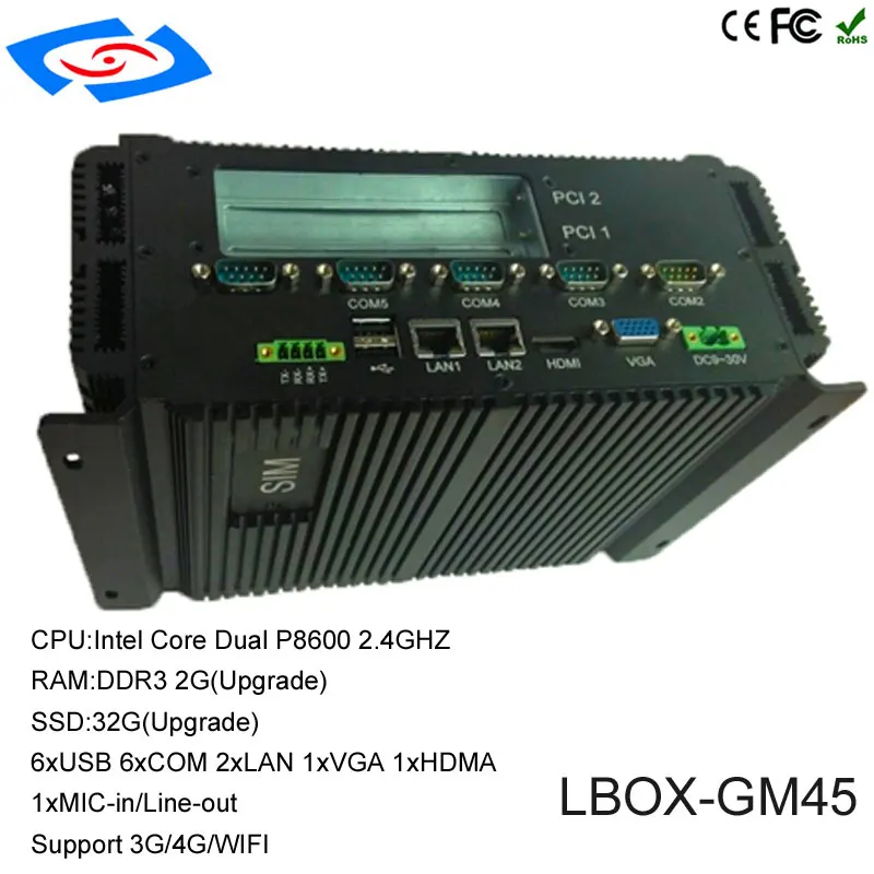 

Factory Store Low Price Fanless Embedded Mini Industrial PC With Intel Pentium P8600 Dual Core CPU Support Customization Box PC