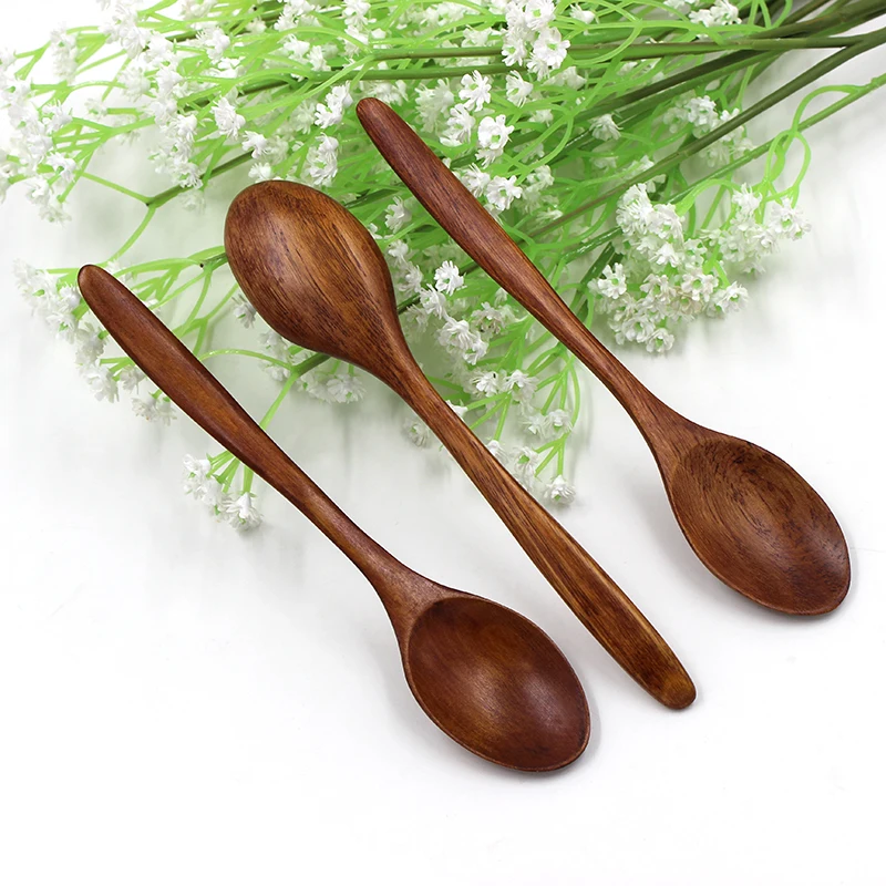 18Cm Natural Wooden Spoon Tea Honey Coffee Dining Cooking Mixing Soup Spoons Eco-Friendly Cute Home Kitchen Wooden Tableware