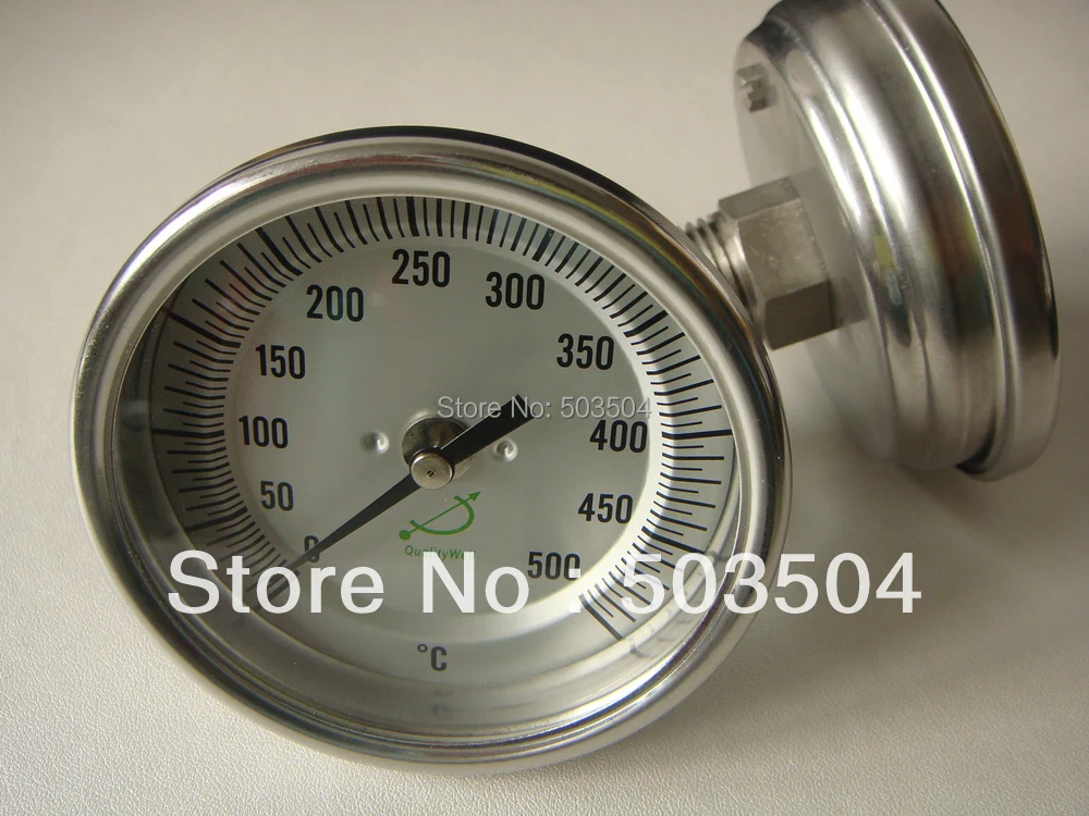 

0-500C thermometer, 3" Dial Back Connection 1/2NPT thread SS304 material,