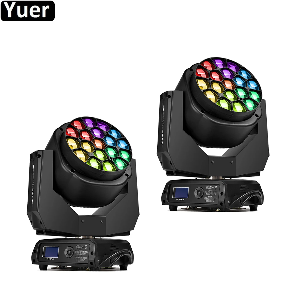 

2Pcs/Lot LED RGBW 4in1 Zoom Wash Moving Head Light 19x15W Moving Head Light For DJ Bar Nightclub Disco Party Music Light