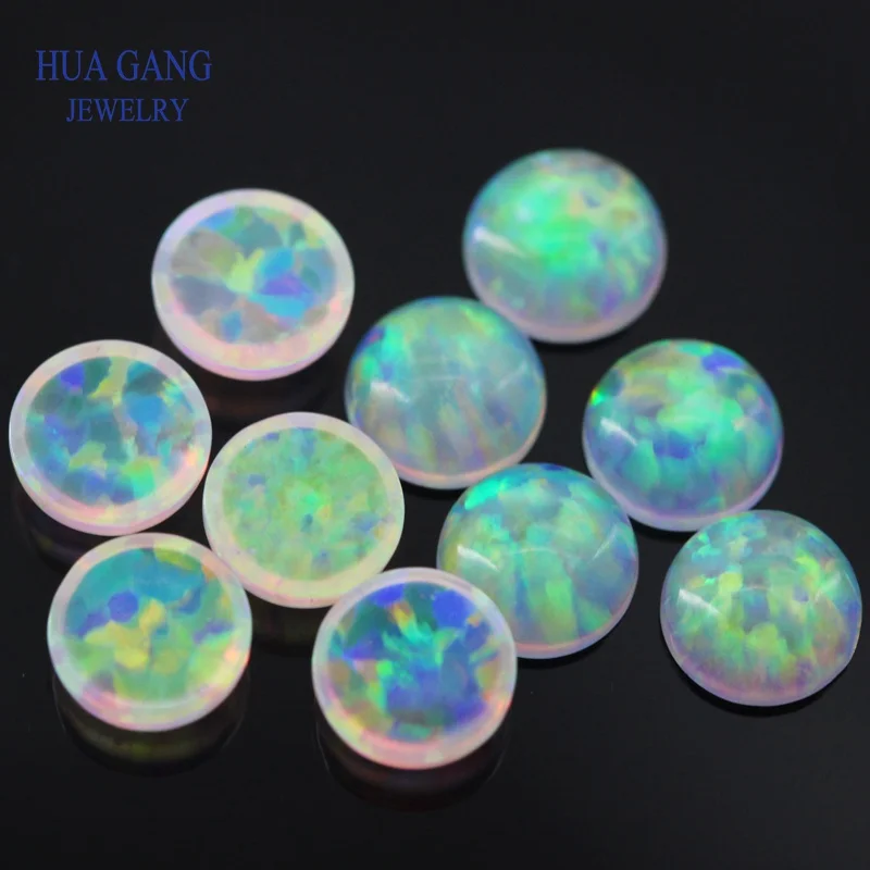 FI05 Round Shape Cabochon Synthetic Opal Flat Back Beads Synthetic Gemstones For Jewelry Making DIY 3.0mm~7.0mm