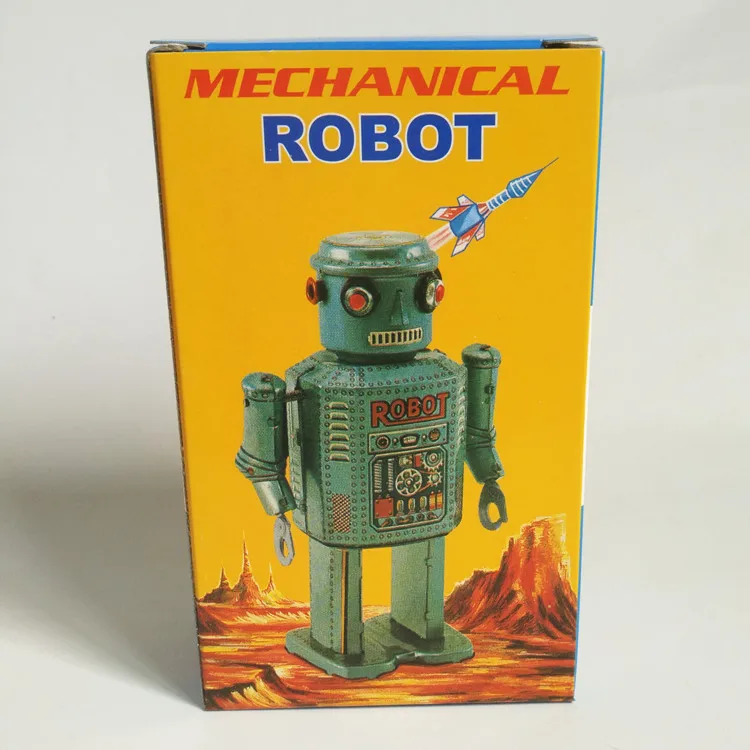 1PCS reminiscent tin toy robot retro collection large-eyed tin robot