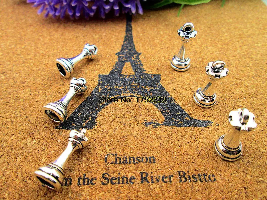 18pcs antique silver plated  Pendant chess charm pendant