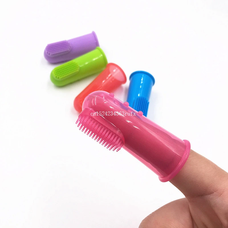 200pcs Super Soft Pet Finger Toothbrush Teddy Dog Brush Small Pet Dog Toothbrushes Cat Bad Breath Tartar Teeth