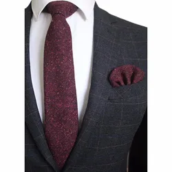 Ricnais-Corbata de lana a cuadros para hombre, conjunto de corbata y pañuelo de Cachemira de calidad, traje para fiesta de boda, 8cm