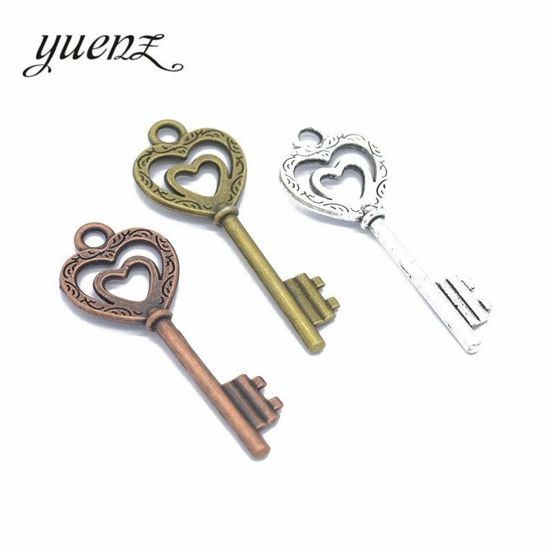 YuenZ 5 pcs Antique Silver color key Charms Pendants for Bracelet Necklace DIY Jewelry Making Finding Accessories 50*19mm O218