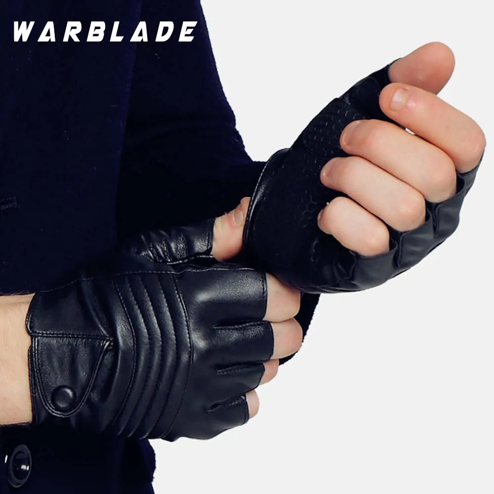 WarBLade 2021 High Quality Style Mens Leather Driving Gloves Fitness Half Finger Tactical Gloves Black Guantes Luva R223