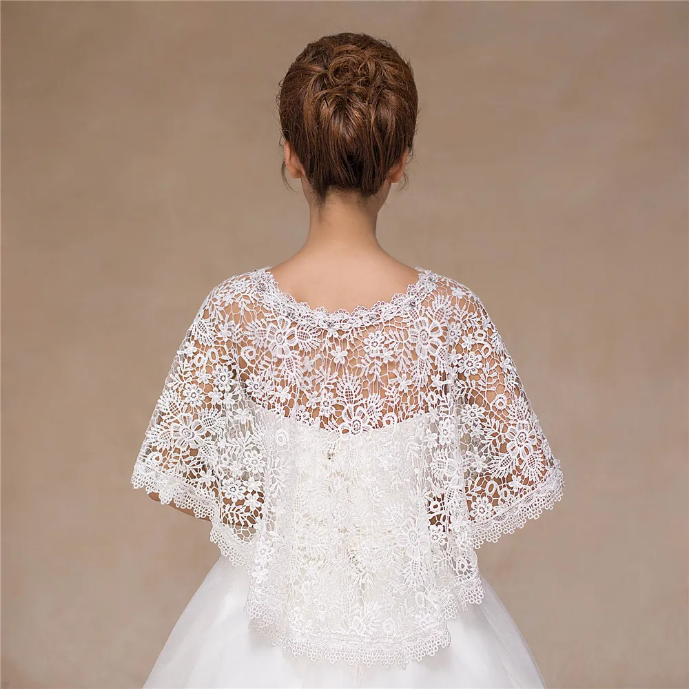 Fashion Sexy Wedding Bridals Pullover Shawl Elegant Lace Appliqued Romantic Women Off Shoulder Wrap Handmade Wedding Accessories