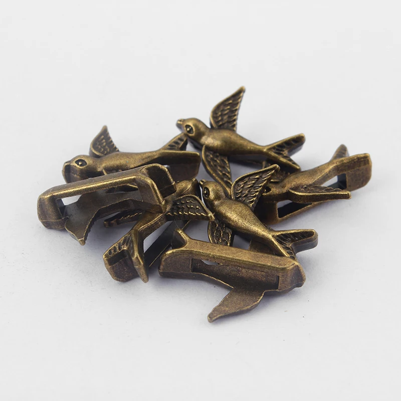 20pcs Antique / Bronze Tone Swallow Shape Charms Slider Spacers Fit 10/5*2mm Flat Leather Cord Jewelry Makings