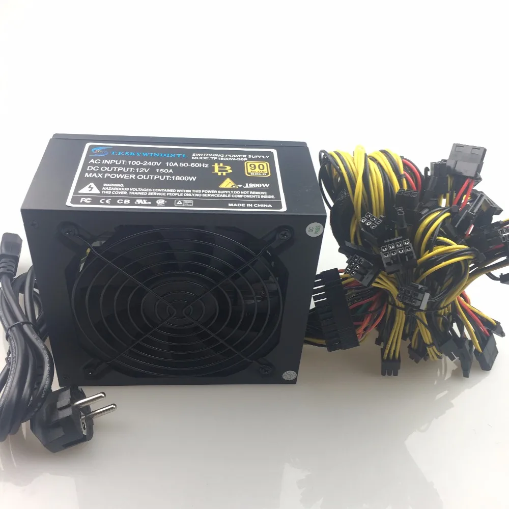 free ship 1800 psu ATX Computer Power Supply For Mining Machine Support 8 Pieces Graphics Card  Output Rated 2000W Max Bitcoin