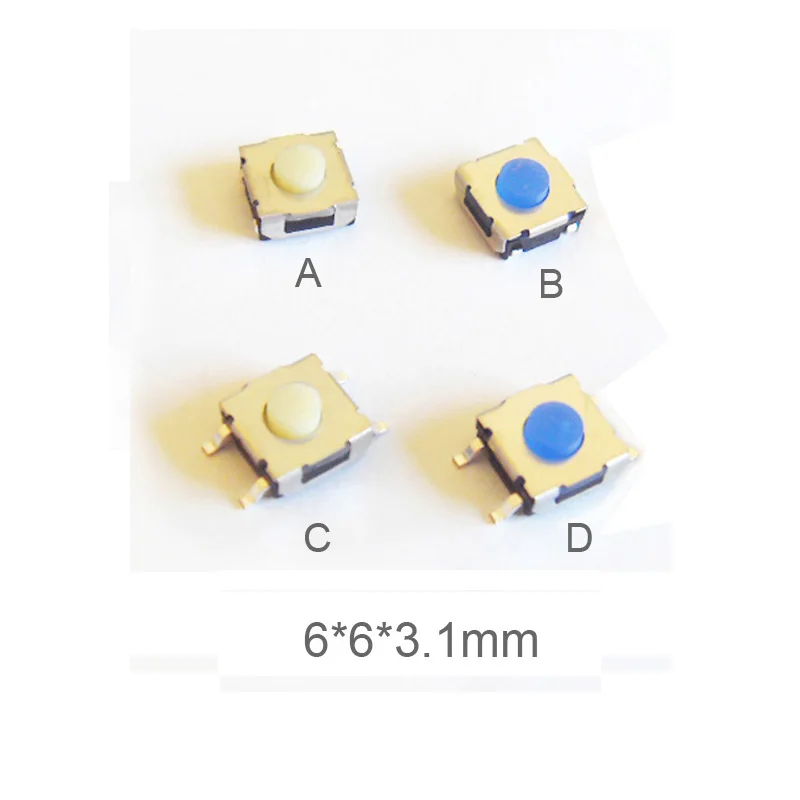 100pcs/lot 6*6*3.1 mm Silicone Switch Waterproof Dustproof Sealed & SMD Switches Button 6x6x3.1