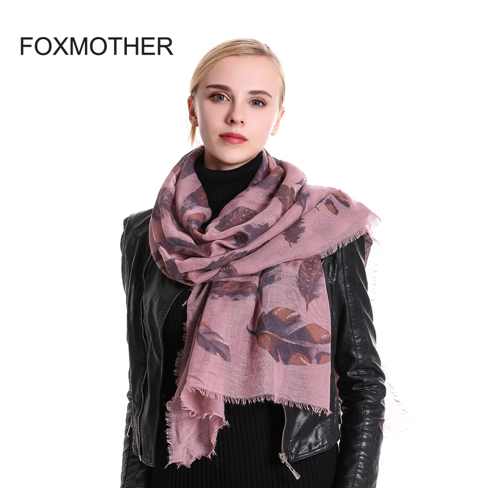 FOXMOTHER 2021 New Brand Shiny Fashion Pink Blue Feather Scarves Pashmina Glitter Shawl Wrap Muslim Hijab Scarf For Women