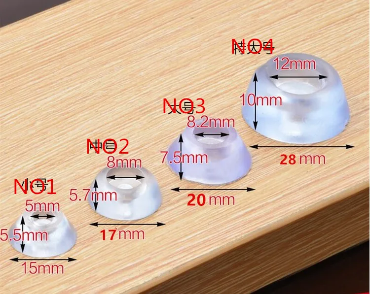 furniture foot leg non-slip transparent Rubber mat with Stainless steel screw 15MM 17MM 20MM 28MM