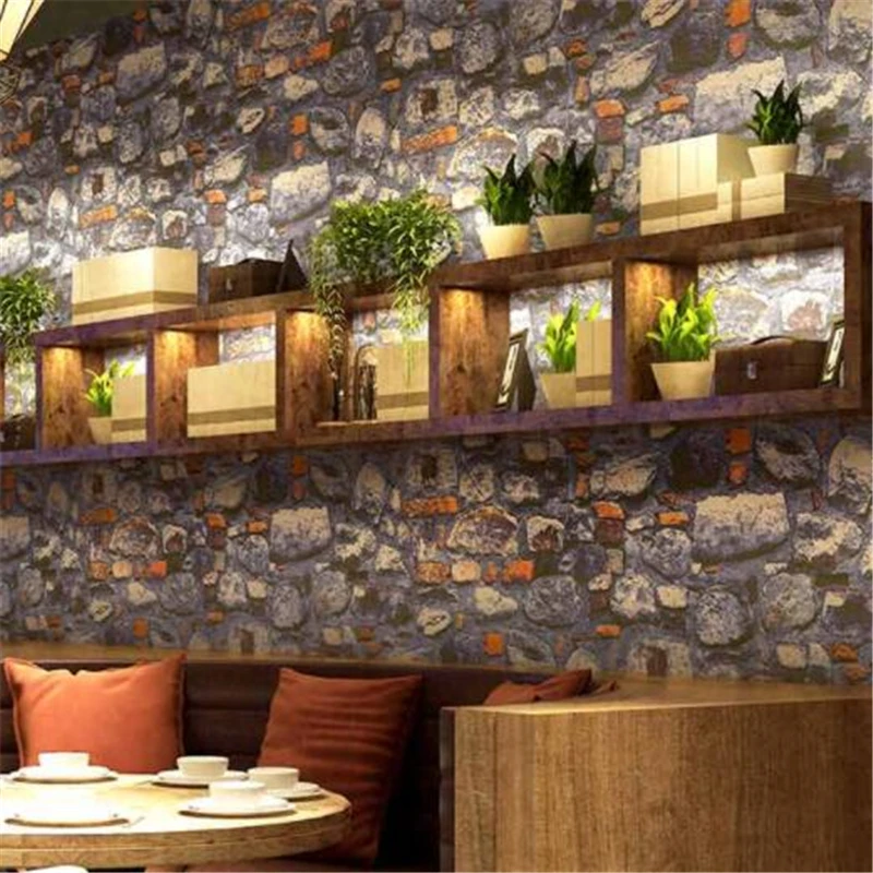 wellyu Retro Vintage brick wallpaper antique restaurant bar cafe clothing store culture 3d papel de parede stone wall paper обои