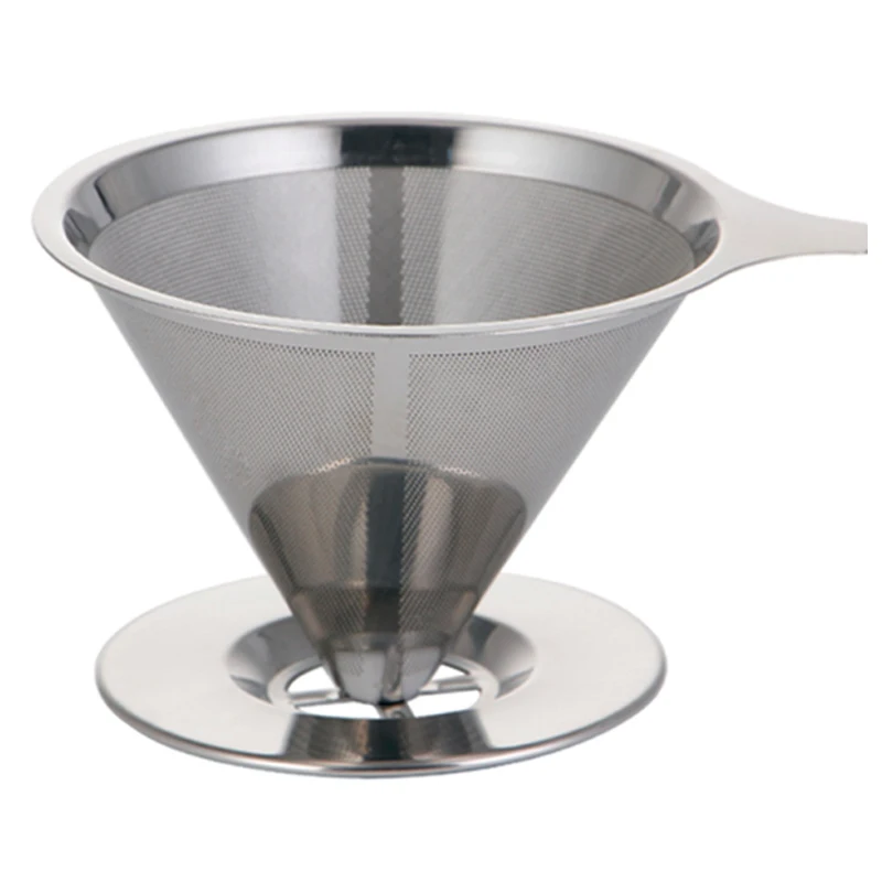 Double Layer 304 Stainless Steel Coffee Filter Holder Pour Over Coffees Dripper Mesh Coffee Tea Filter Basket Tools