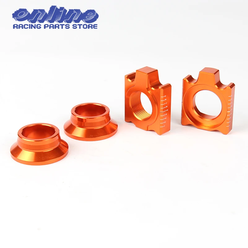 CNC Rear Chain Adjuster Axle Block And Rear Wheel Spacers/ Hub Collars For SX SX-F XC XC-F 125 250 350 450 530 Motorcycle