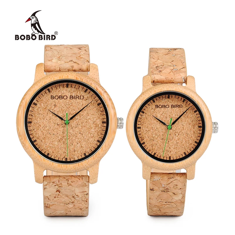 

BOBO BIRD Lovers Watches Wooden Timepieces Handmade Cork Strap Bamboo Women Watch Luxury in Box Custom Logo Drop Shipping